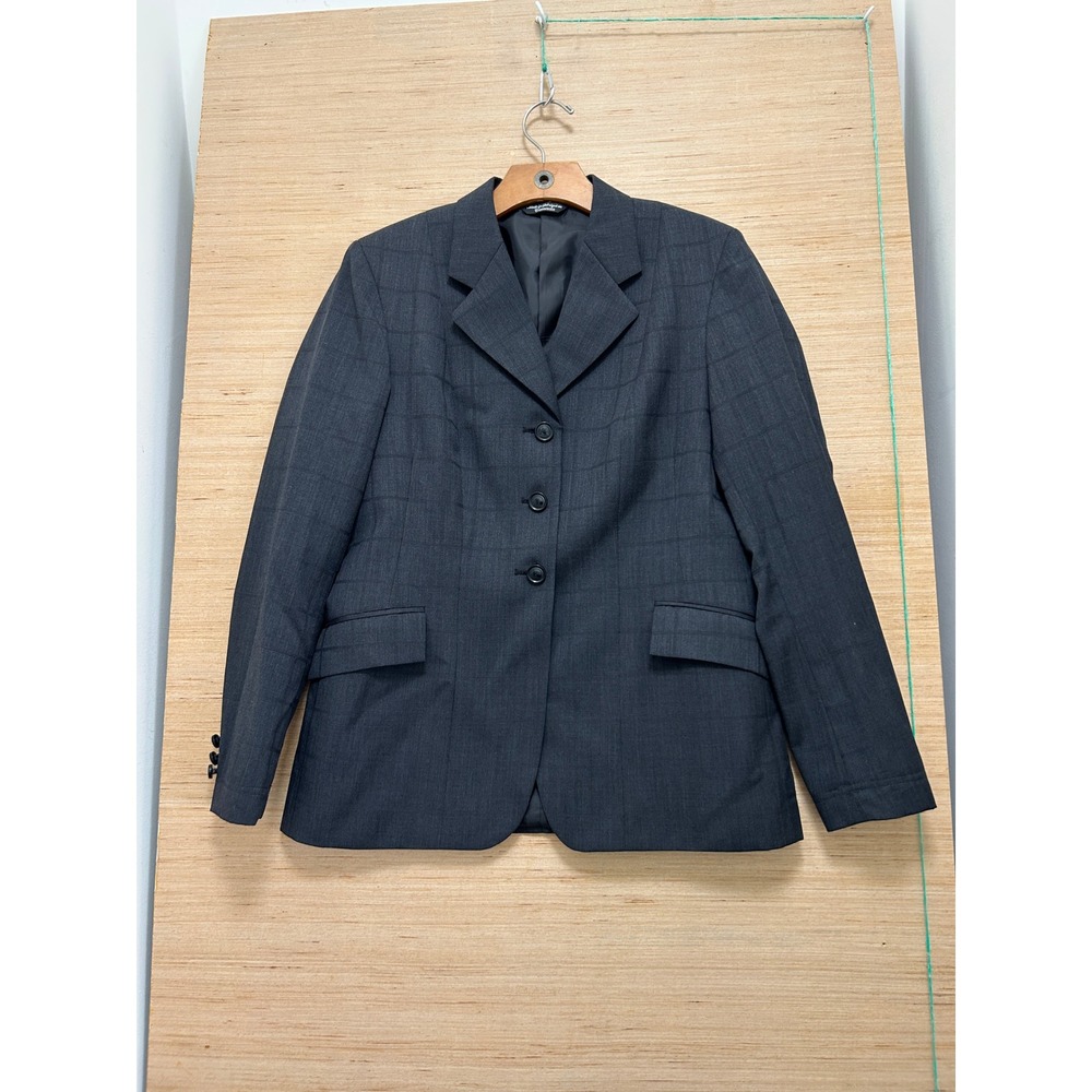 Grand Prix Equestrian Show‎ Coat Charcoal Grey Windowpane Riding Jacket Size 14R